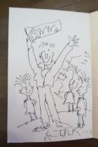 A Roald Dahl Charlie and the Chocolate Factory book - The inner page with a drawing signed by