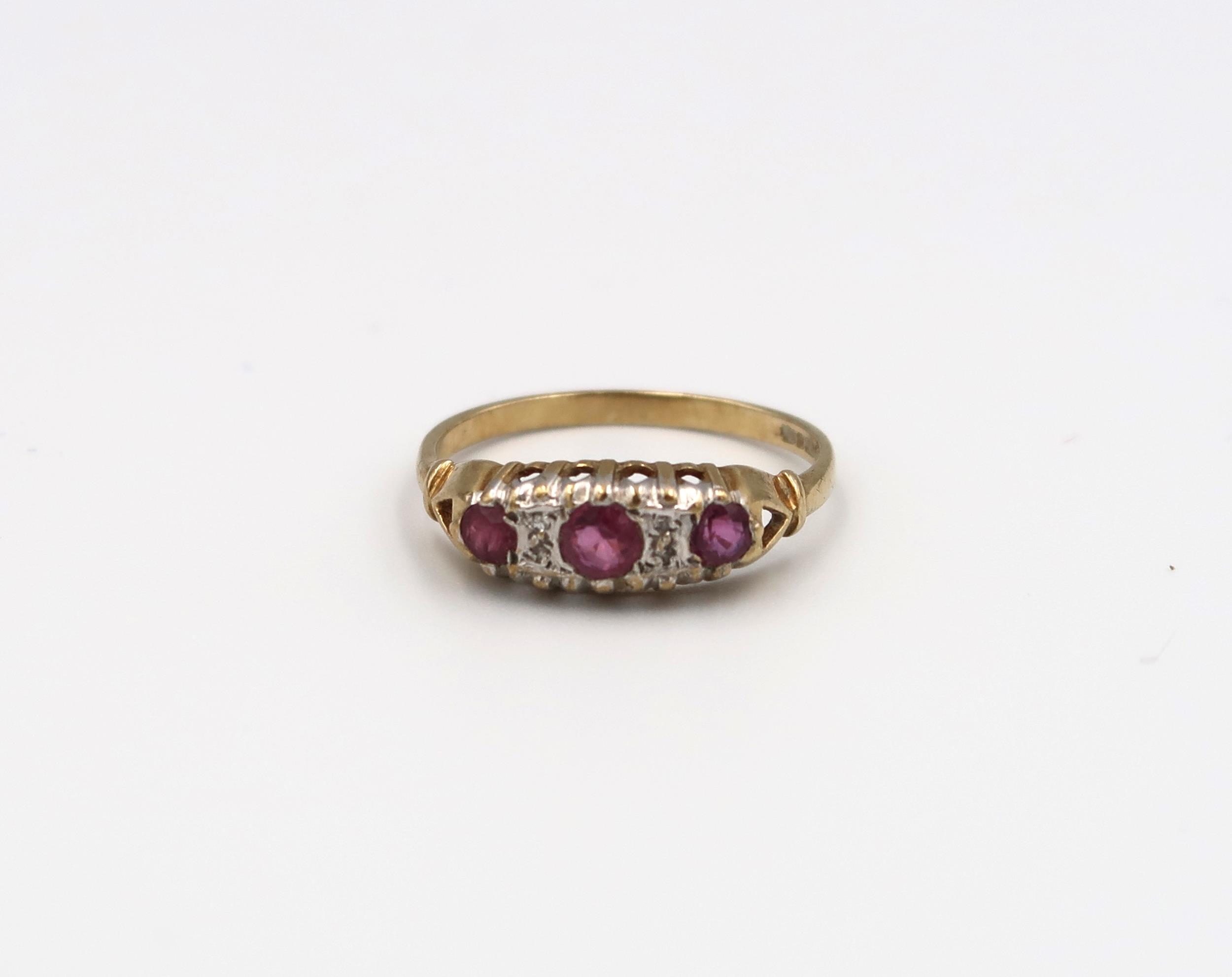 A three stone single cut diamond crossover ring, estimated total weight 0.08ct, tested gold 18ct, - Image 7 of 7