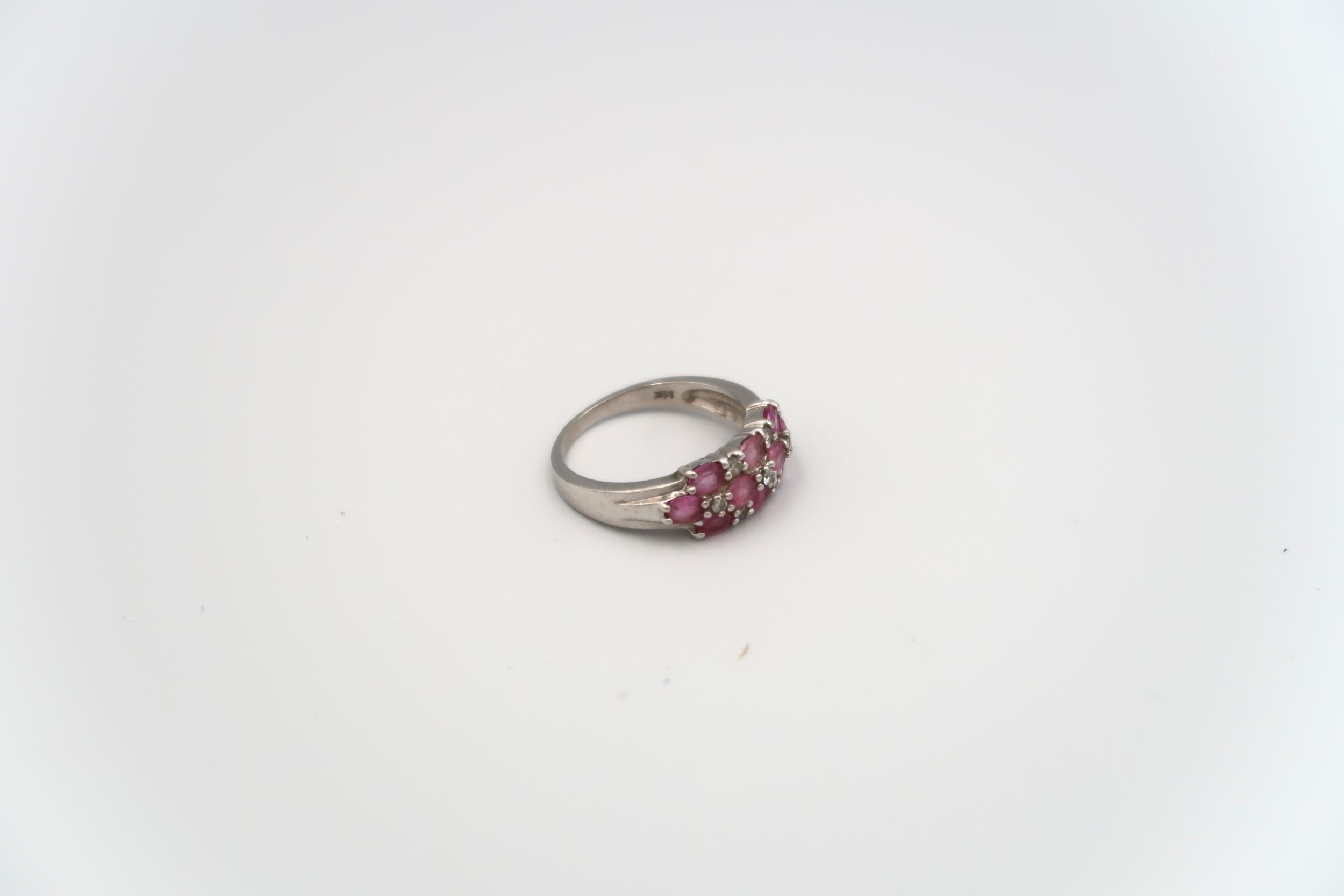A 14ct white gold ring with pink sapphire, size Q, approx 4.8 grams - Image 2 of 3