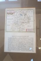 A framed map of Huntingdon circa 1766 - double sided - 22cm x 15cm