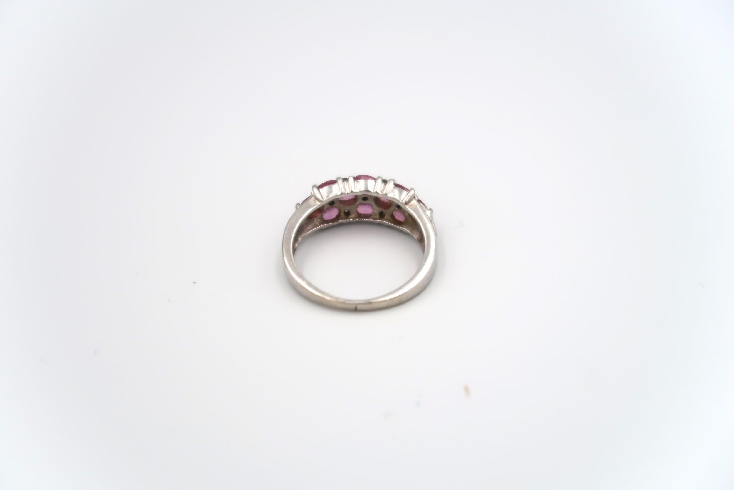 A 14ct white gold ring with pink sapphire, size Q, approx 4.8 grams - Image 3 of 3