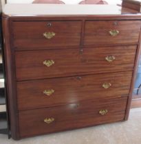 A Victorian mahogany two over three chest of drawers - Width 109cm x Height 105cm x Depth 56cm