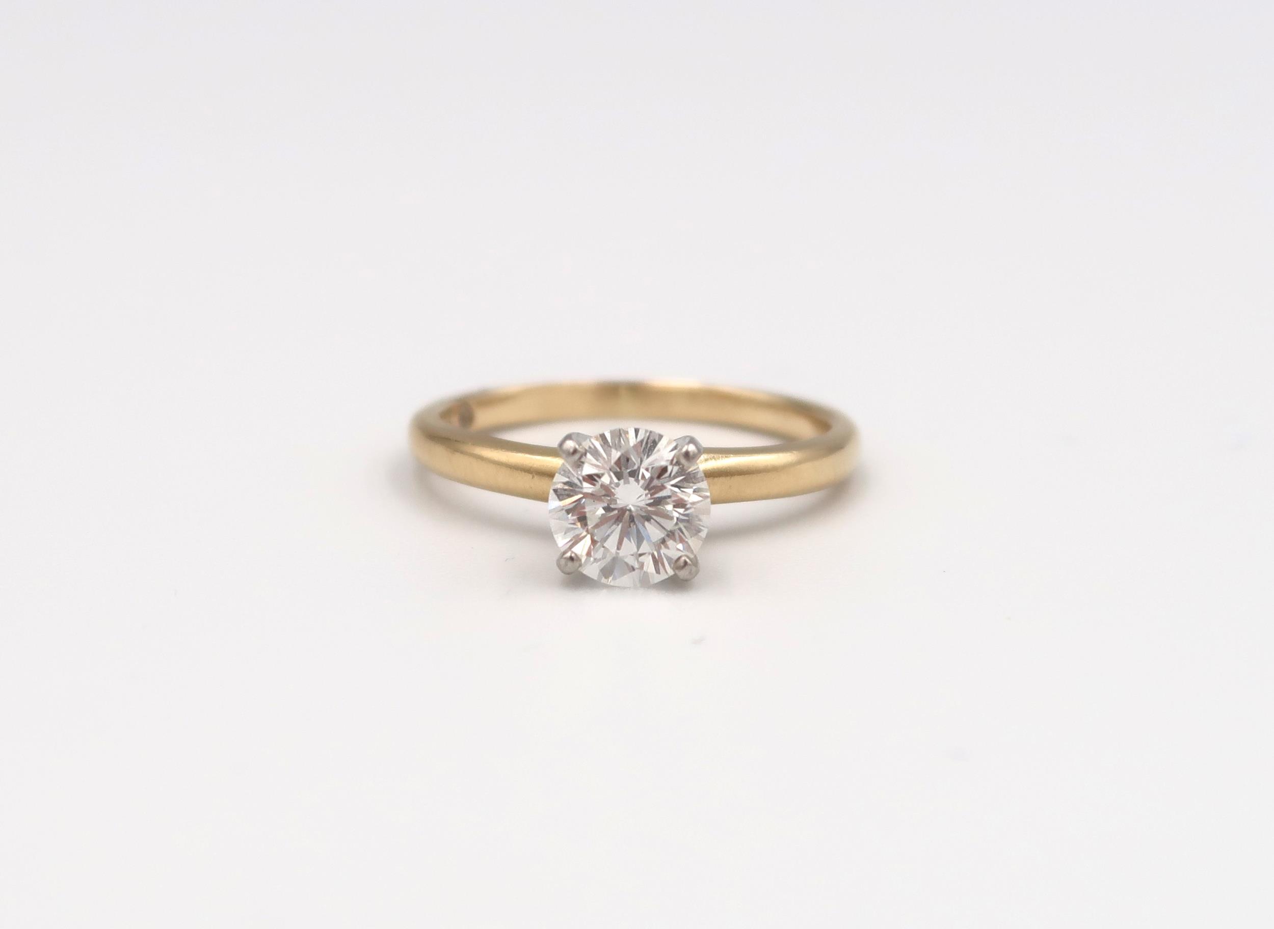 A classic diamond solitaire ring-The Leo Collection- the round brilliant cut diamond approx 1.11ct