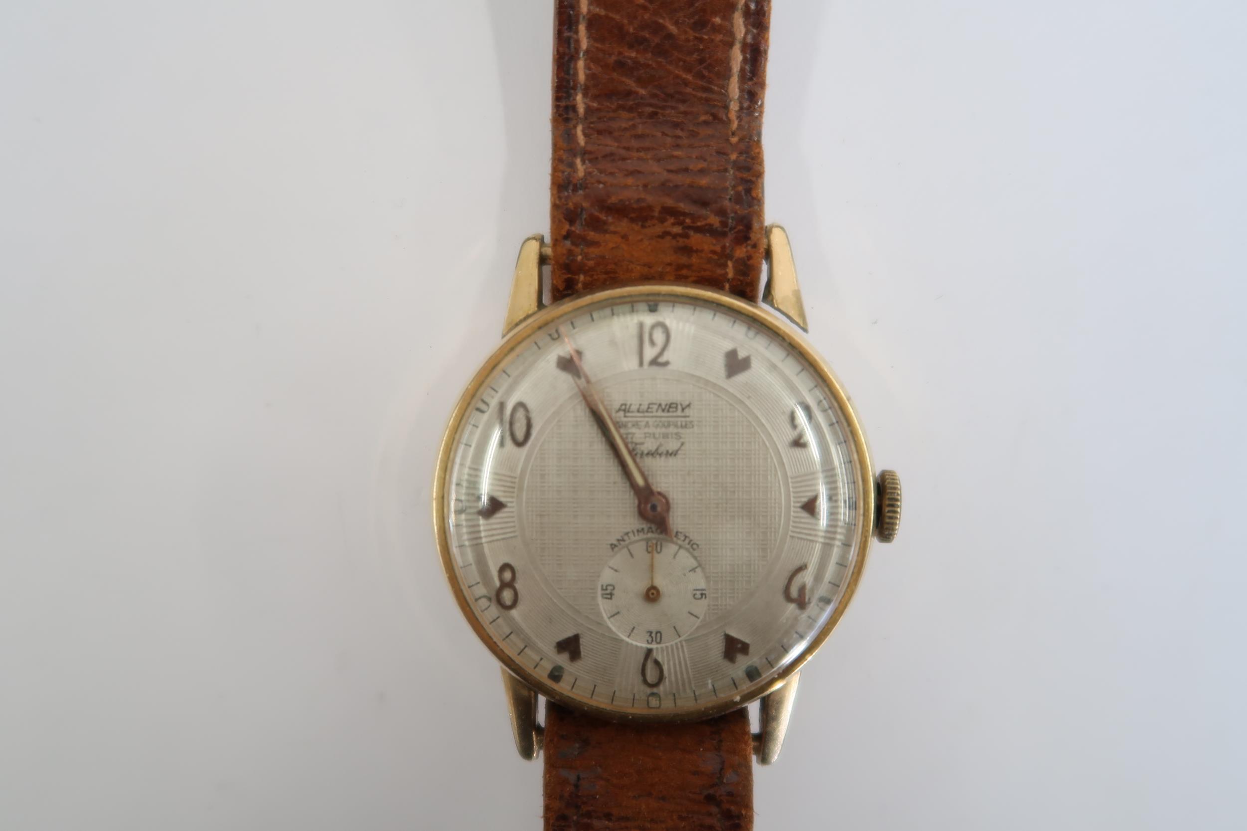 A Gents Allenby automatic watch on a brown leather strap, running in saleroom