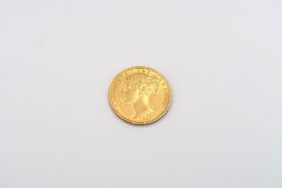 An 1848 Queen Victoria shield reverse sovereign, 7.98 grams, 22ct gold