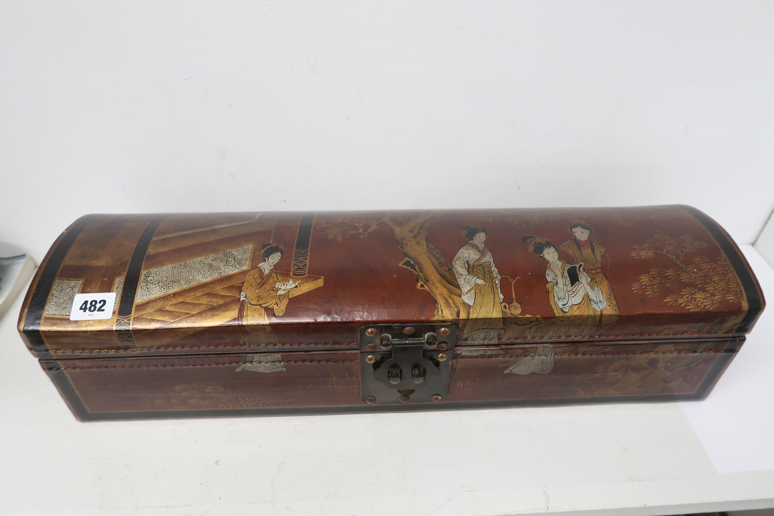 A decorative dome topped Chinese storage box - 59cm - Image 2 of 3