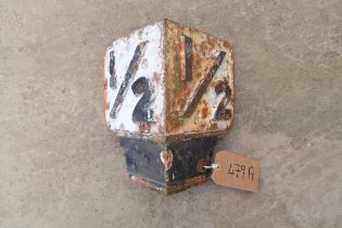 Great Northern Railway '1/2' mile cast iron railway marker, in original removed condition