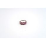 A 14ct white gold ring with pink sapphire, size Q, approx 4.8 grams