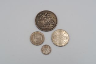 An 1890 Crown and other British coinage