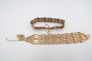 Two 9ct gold link bracelets, total weight 17.9 grams