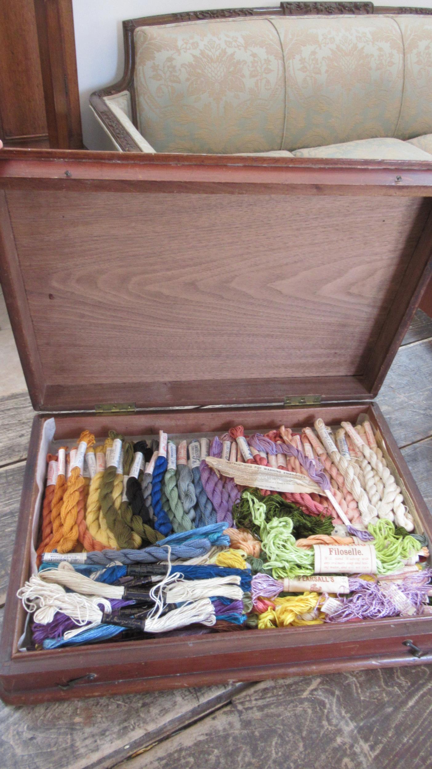 A J and P Coats Ltd sewing cotton box containing approx 200 silk skeins, 47cm wide x 33.5cm deep x - Image 2 of 2