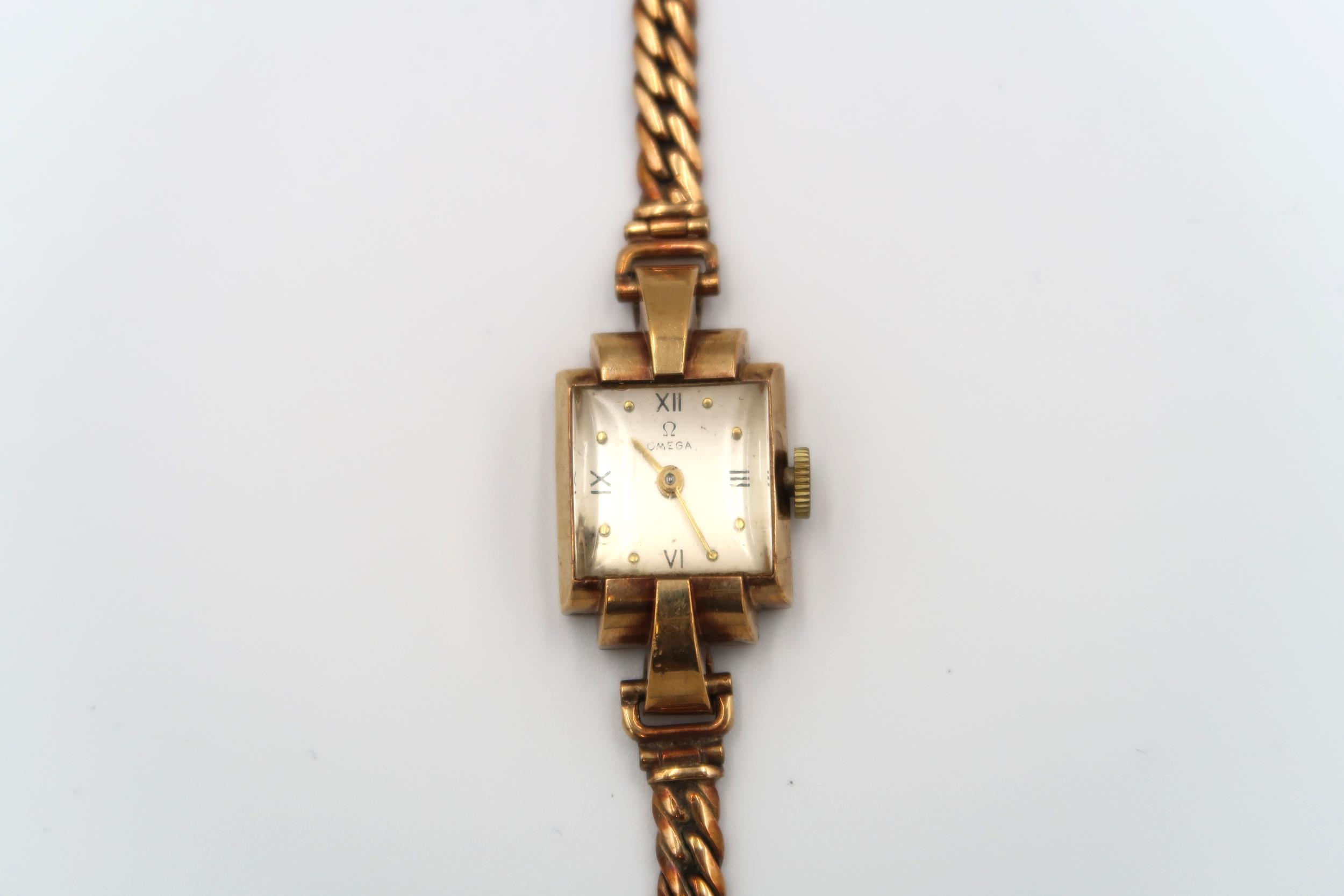 An Omega cocktail watch. Stamped 9ct. Weight 19.94 grams. Condition: good to fair in keeping with - Image 2 of 3