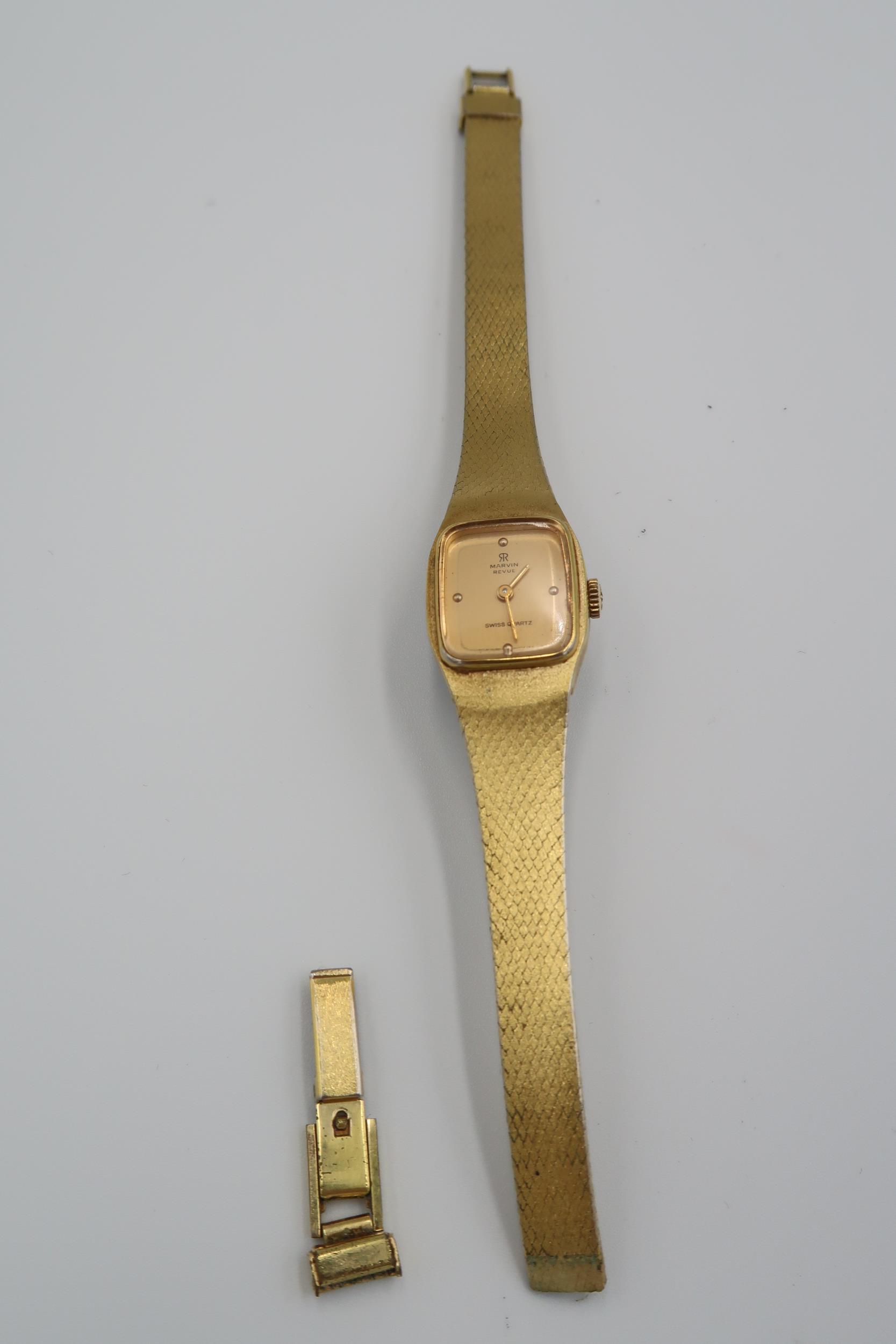 A ladies Marvin watch with gold plated strap and case - Bild 2 aus 3