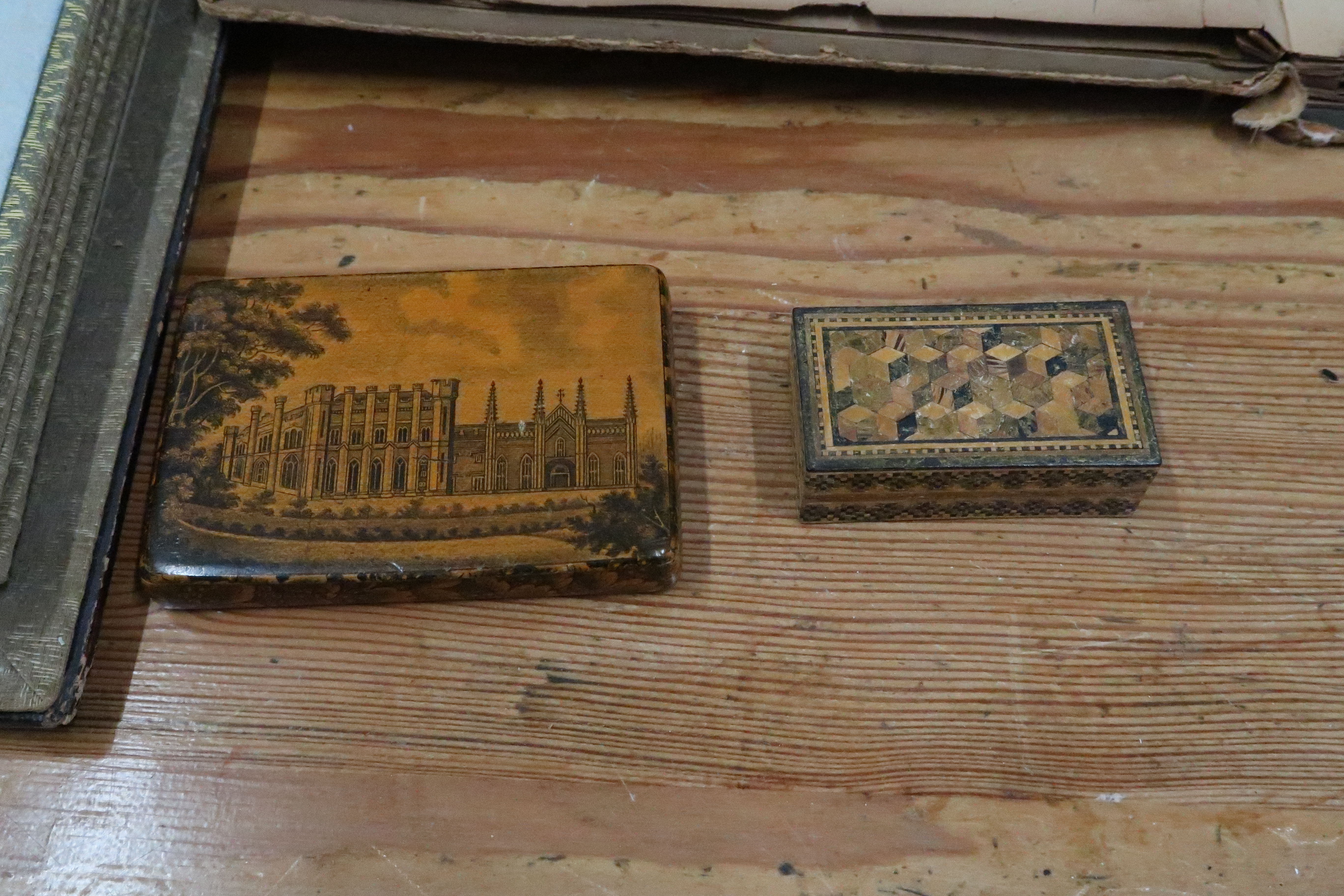 Three Albums of Vintage postcards, including Oriental, a Mauchline ware box and a small Tunbridge - Image 2 of 4