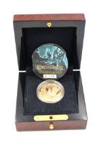 A New Zealand 10 dollar face value coin in 22ct gold - Lord of the Rings, Sauron and the One