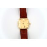 A Girard Perregaux Gents wristwatch, baton markers to gold dial on a leather strap