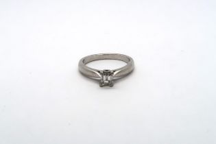 A platinum and diamond ring - approx diamond weight 0.5ct - ring size K/L - approx weight 5.37g