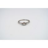 A platinum hallmarked and diamond single stone solitaire ring, old cut diamond, approx 0.3ct, size