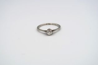 A platinum hallmarked and diamond single stone solitaire ring, old cut diamond, approx 0.3ct, size