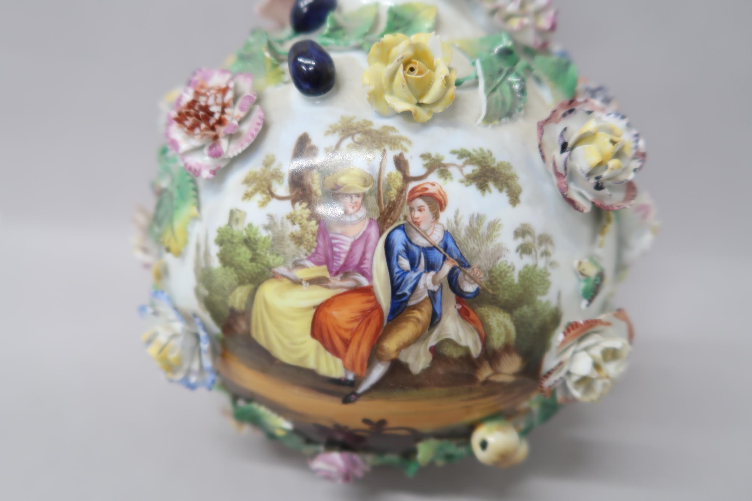 A Meissen style vase in the manner of Carl Thieme decorated with flowers and fruit, 30cm high x 17cm - Image 2 of 3