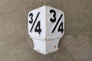 Great Northern Railway '3/4' mile cast iron railway marker, in original removed condition