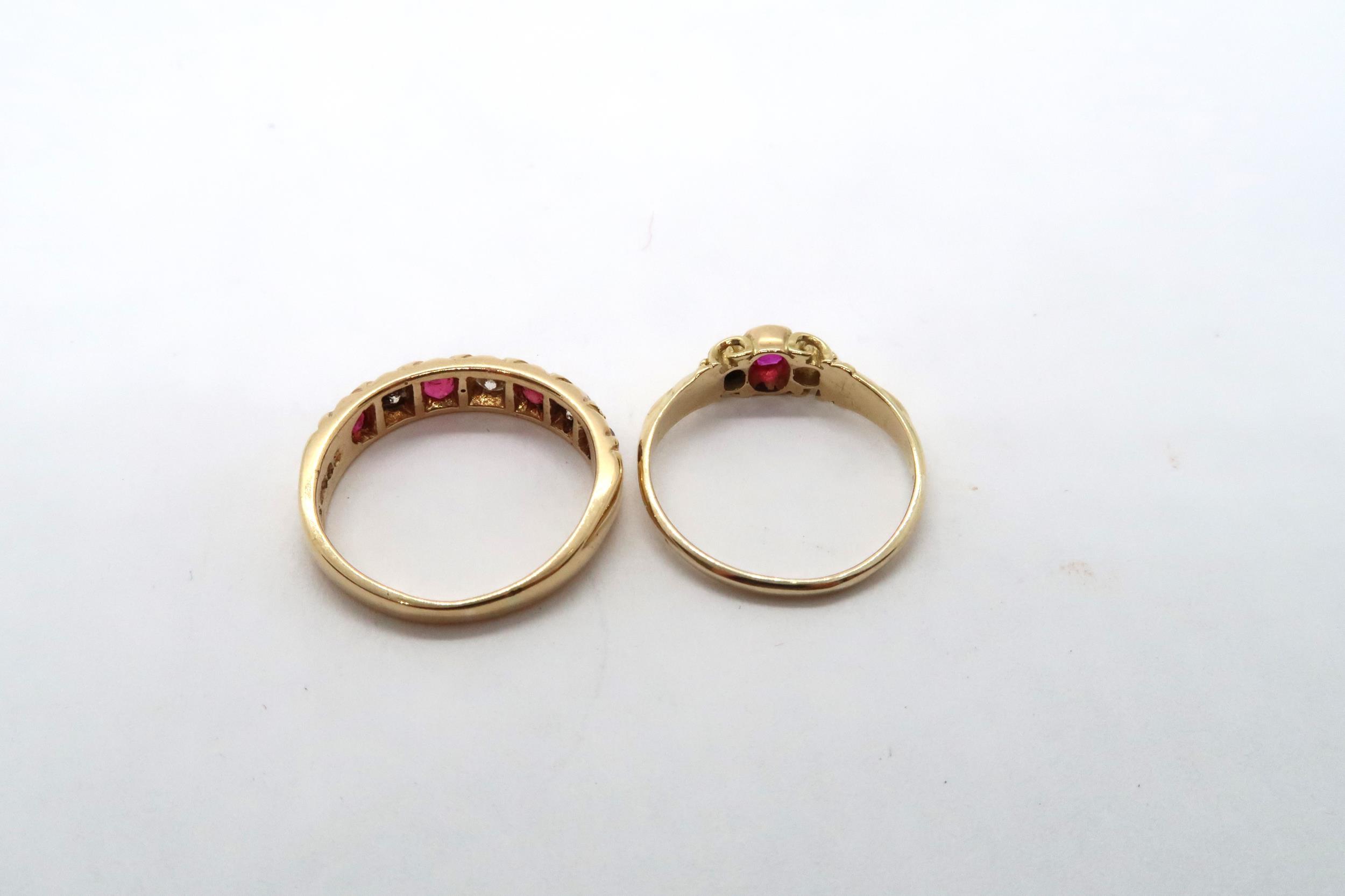 Two ruby and diamond dress rings, size I - Image 2 of 2