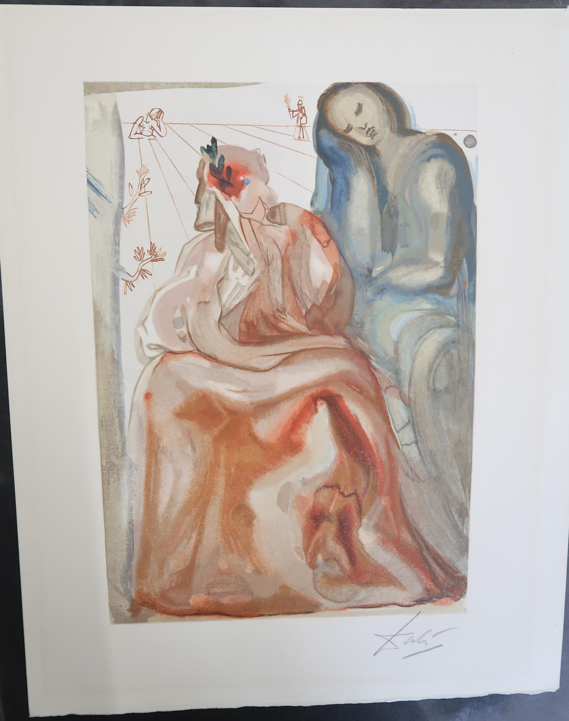 Salvador Dali - Print, unframed - Dante Re Awakes Purgatory - 19cm x 24cm - signed