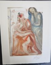 Salvador Dali - Print, unframed - Dante Re Awakes Purgatory - 19cm x 24cm - signed