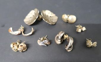 Six pairs of 9ct yellow gold earrings, approx 21.3 grams