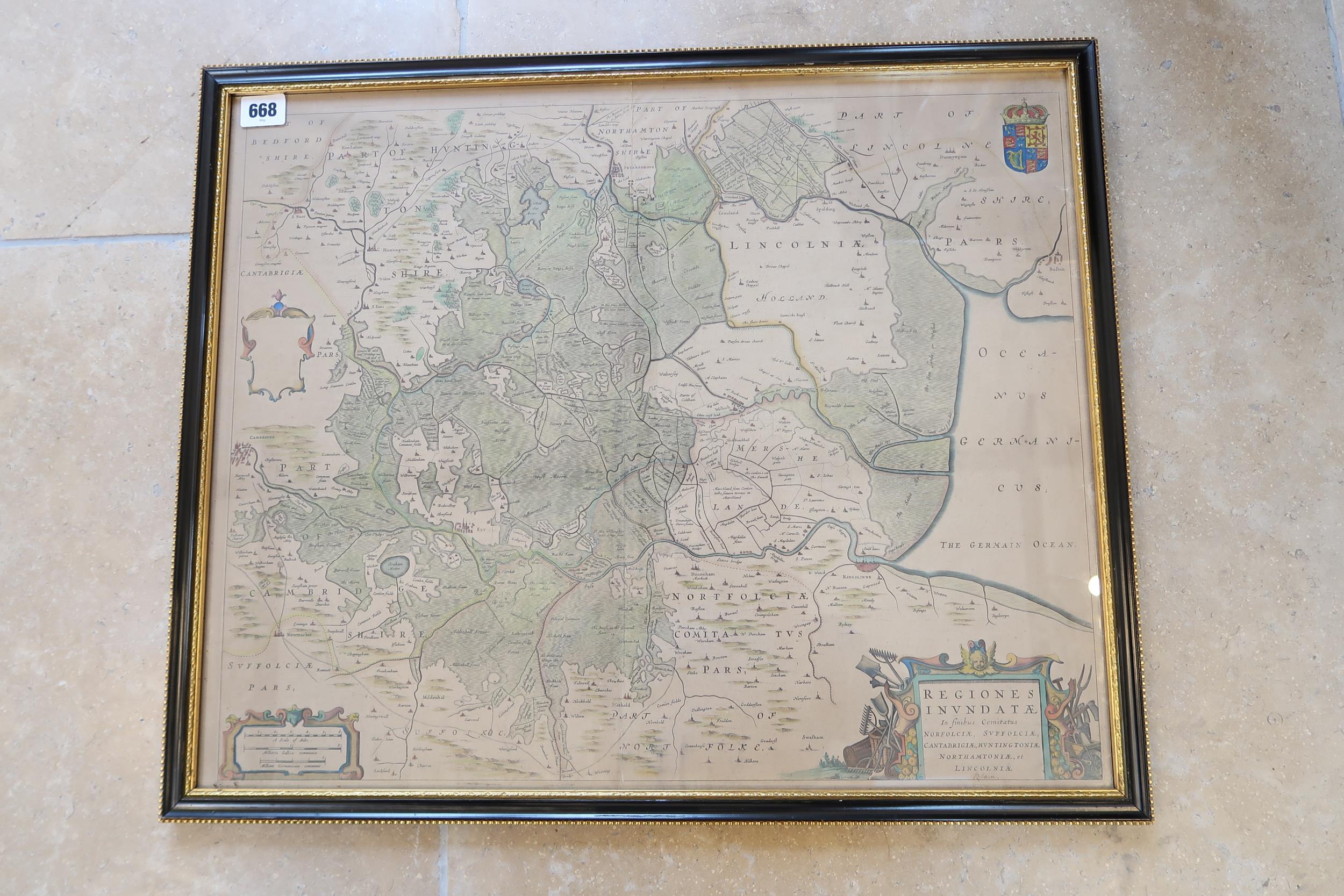 A map of Regiones Invndate by Blaeu - double sided circa 1645 - 56cm x 45cm