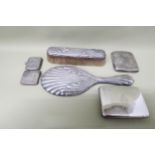 A selection of H.M. silver - approx total weight 10 troy oz - Two vestas, two cigarette cases,