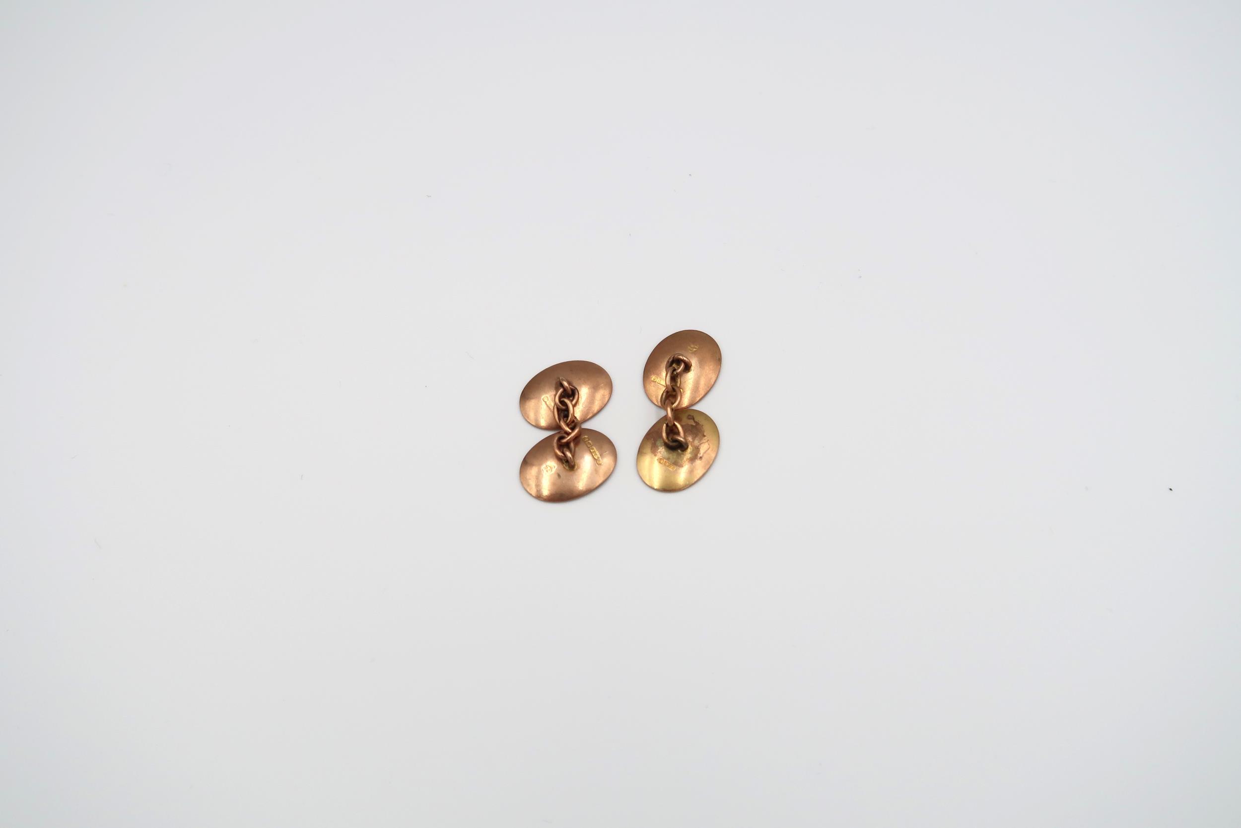 A pair of 9ct rose gold cufflinks, Total weight 4.2 grams - Image 2 of 2