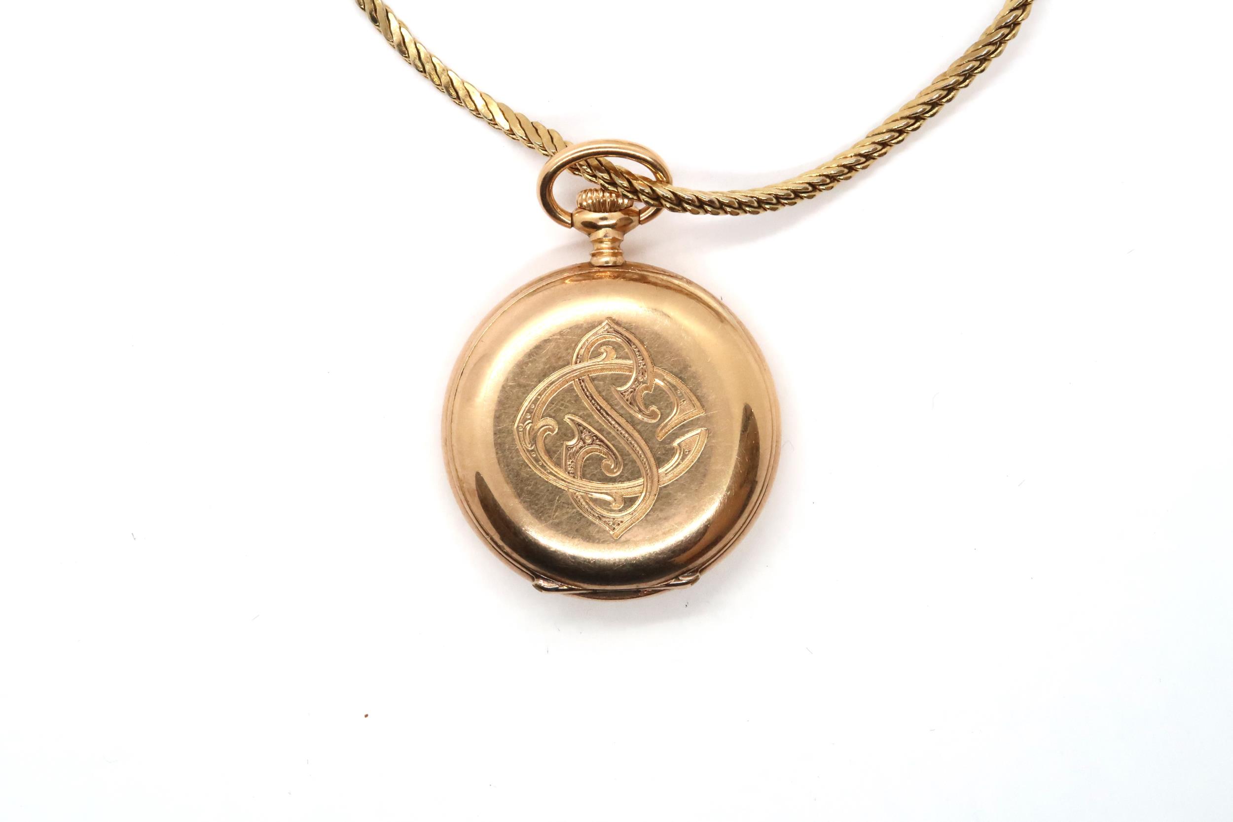 An 18ct yellow gold Zenith pocket watch on yellow metal chain - approx. weight 21.2 grams - Image 3 of 3