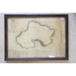 A silk map of Whittlesey Mere - silk in poor condition - 66cm x 46cm