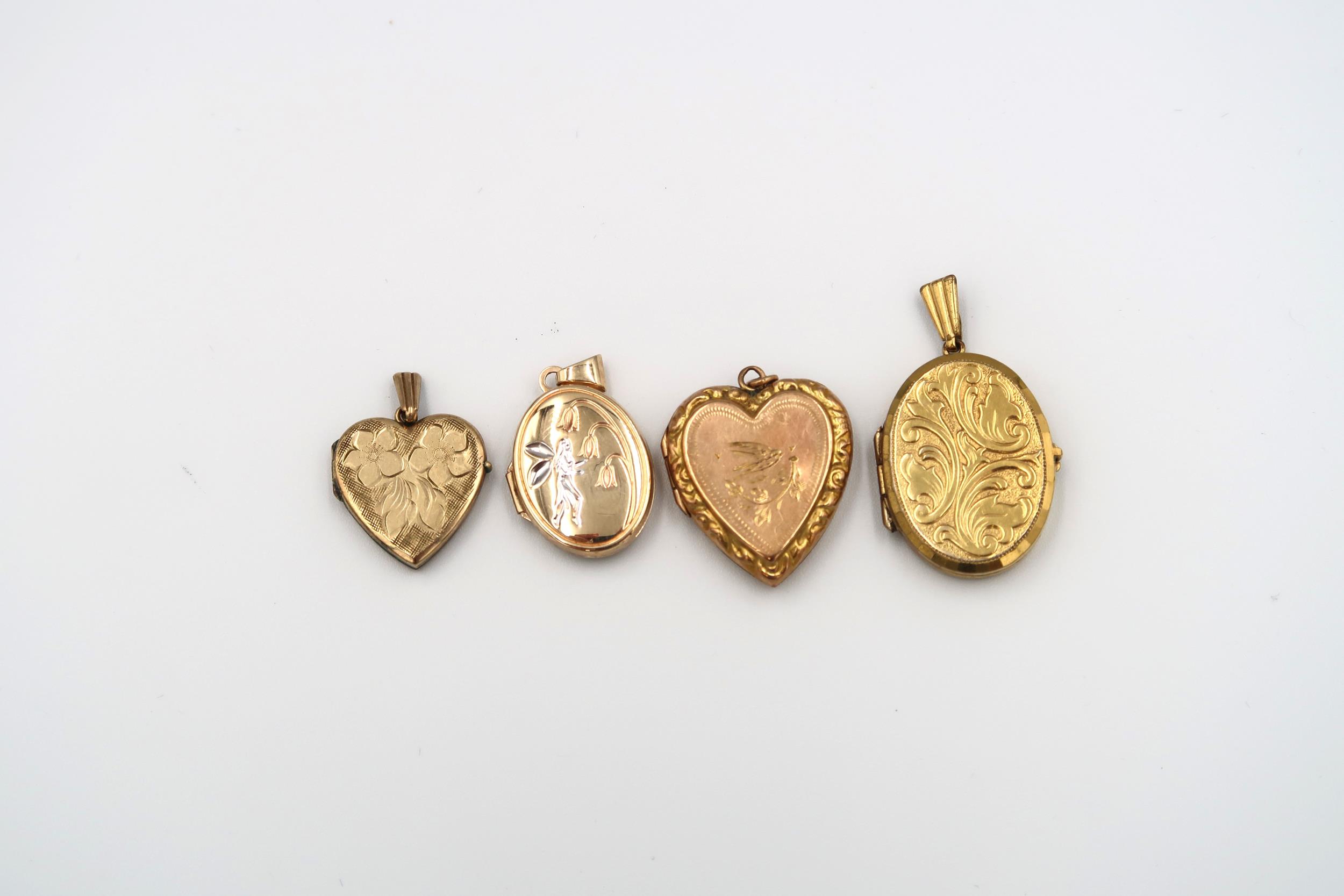 Six 9ct gold lockets, two on chains, total weight 16.4 grams. - Image 3 of 3