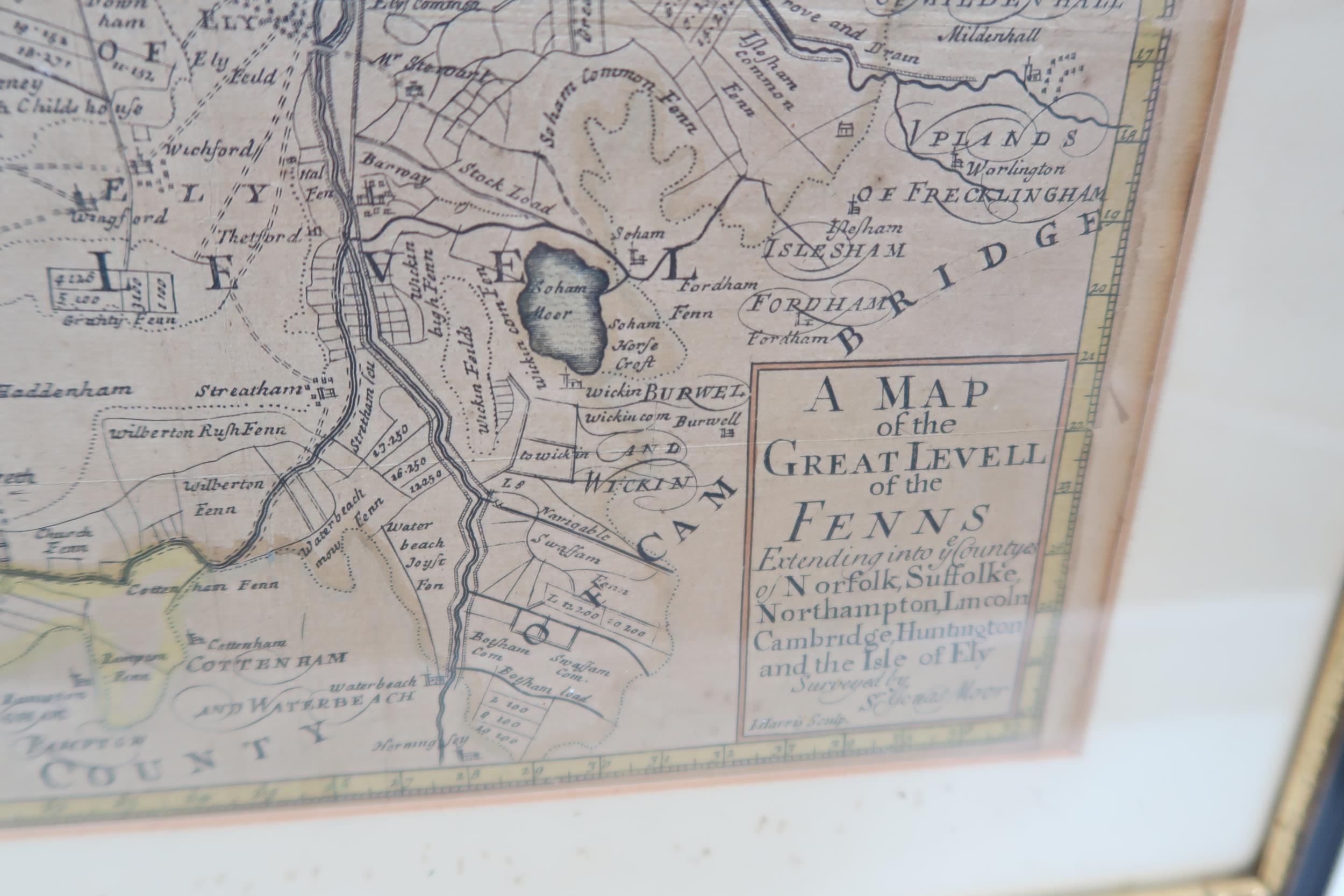 A map of Great Level of Fens by Harris after Jones Moor circa 1701 - 41cm x 30cm - Image 2 of 3