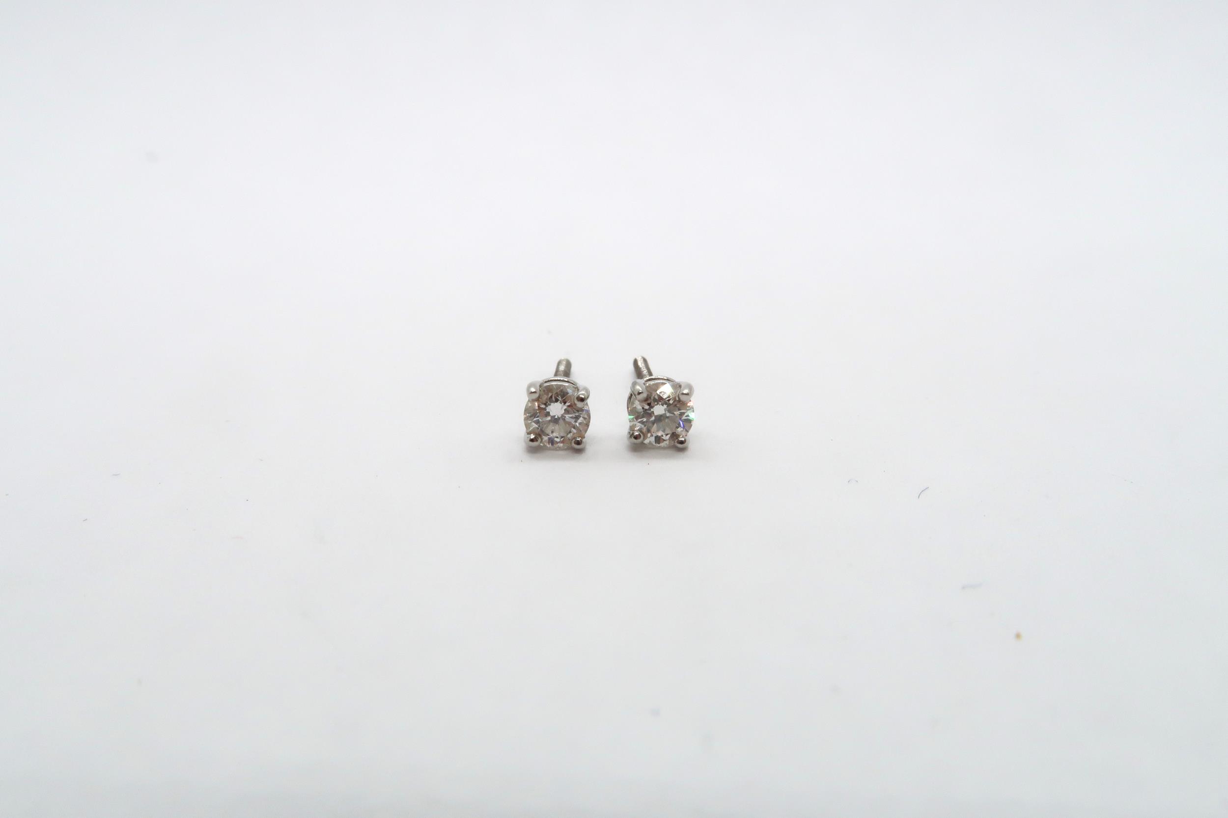 A pair of Tiffany diamond stud earrings, in Tiffany box - Image 2 of 3