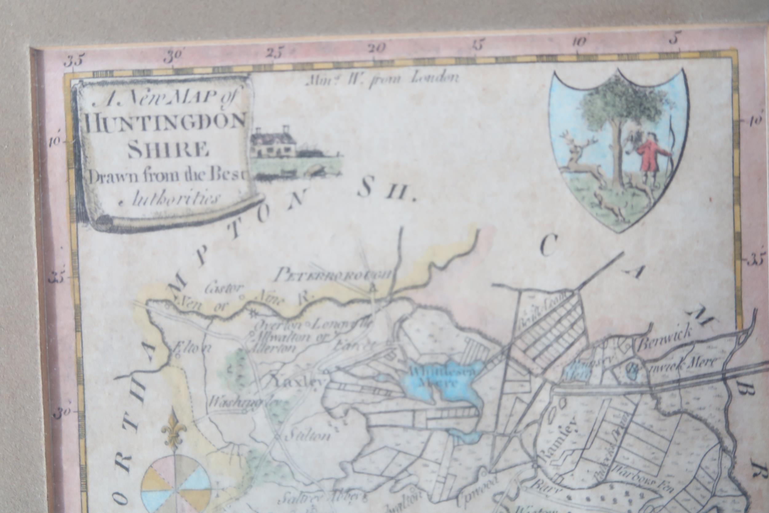 A framed map of Huntingdonshire by Hogg circa 1784 - 15cm x 10cm - Image 2 of 3