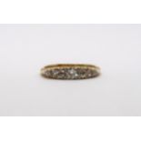 An 18ct yellow gold Edwardian 5 stone diamond ring, diamonds are well matched, head size approx 16mm