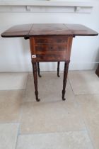 A good quality early 19th century Cuban mahogany work table, three drawers and two dummy drawers