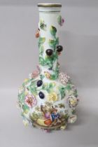 A Meissen style vase in the manner of Carl Thieme decorated with flowers and fruit, 30cm high x 17cm