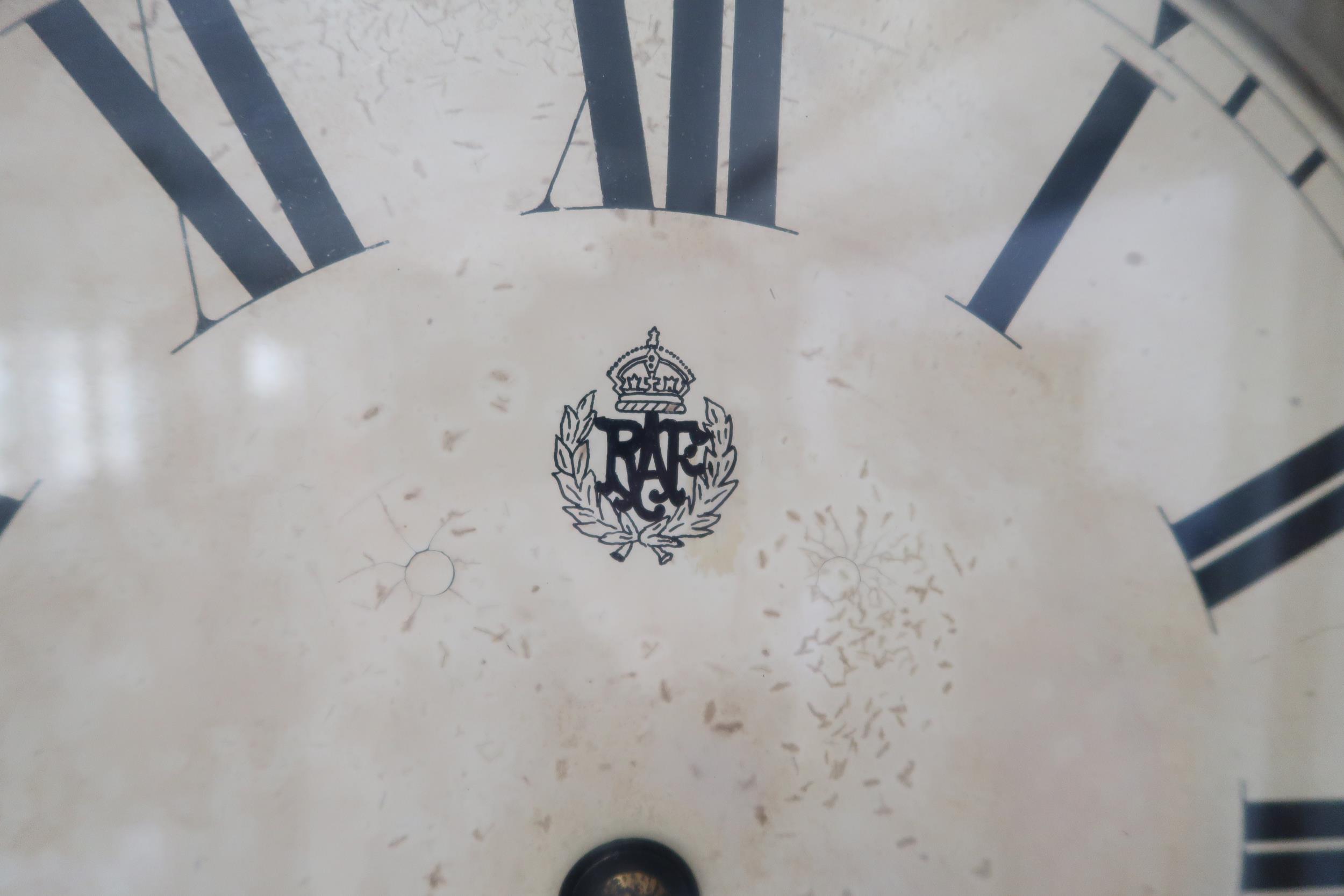 A RAF wall clock with a 14" dial, the fusee movement stamped Elliot with a key and pendulum - Image 4 of 5