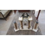A three piece Art Deco French 8 day clock set, approx 30cm tall