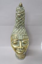 A mid 20th century African Benin bronze bust, circa 1950's, 49cm high