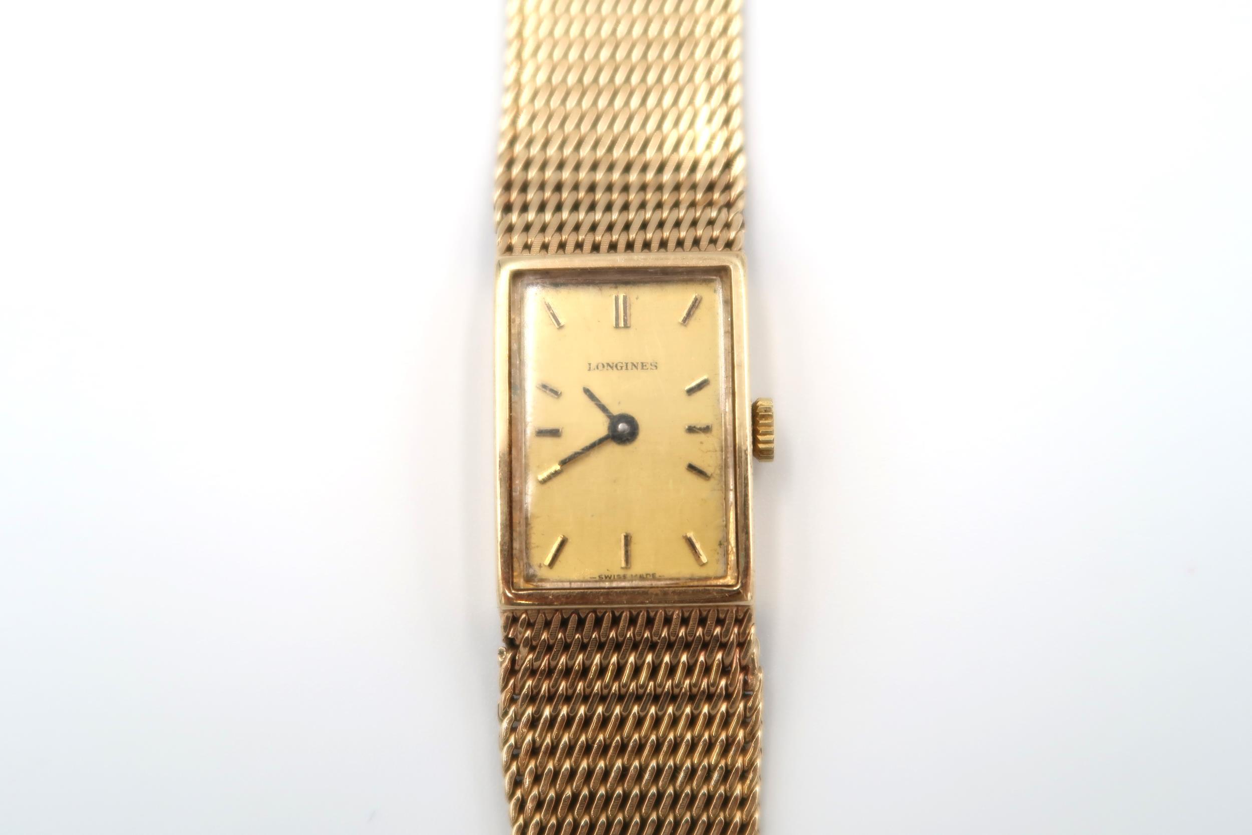 A 9ct yellow gold cased ladies Longines watch on bracelet strap, approx 38 grams