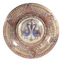 A LARGE HISPANO-MORESQUE POTTERY CHARGER 19TH / 20TH CENTURY the convex centre decorated with