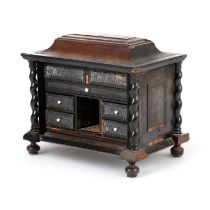 λ A FLEMISH EBONY, EBONISED AND SILVER MOUNTED TABLE CABINET LATE 17TH / EARLY 18TH CENTURY