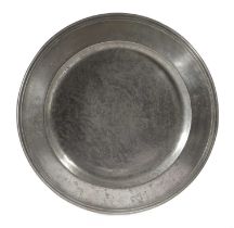 A JAMES II OR WILLIAM AND MARY PEWTER CHARGER BY THOMAS POWELL, LONDON, LATE 17TH / EARLY 18TH