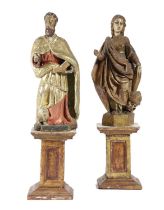 TWO POLYCHROME AND GILTWOOD FIGURES SPANISH OR ITALIAN, 18TH CENTURY AND LATER depicting St. Anthony