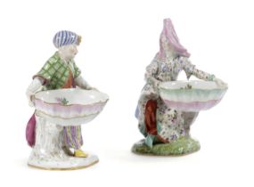 A MATCHED PAIR OF MEISSEN PORCELAIN SWEETMEAT FIGURES 19TH CENTURY modelled as a Turk and his